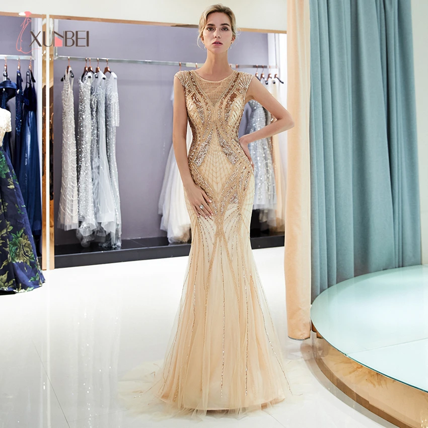 Vestidos De Fiesta De Noche New Arrivals Elegantes Long Evening Dresses Beading Crystal Formal Dresses Real Photos CPS1170