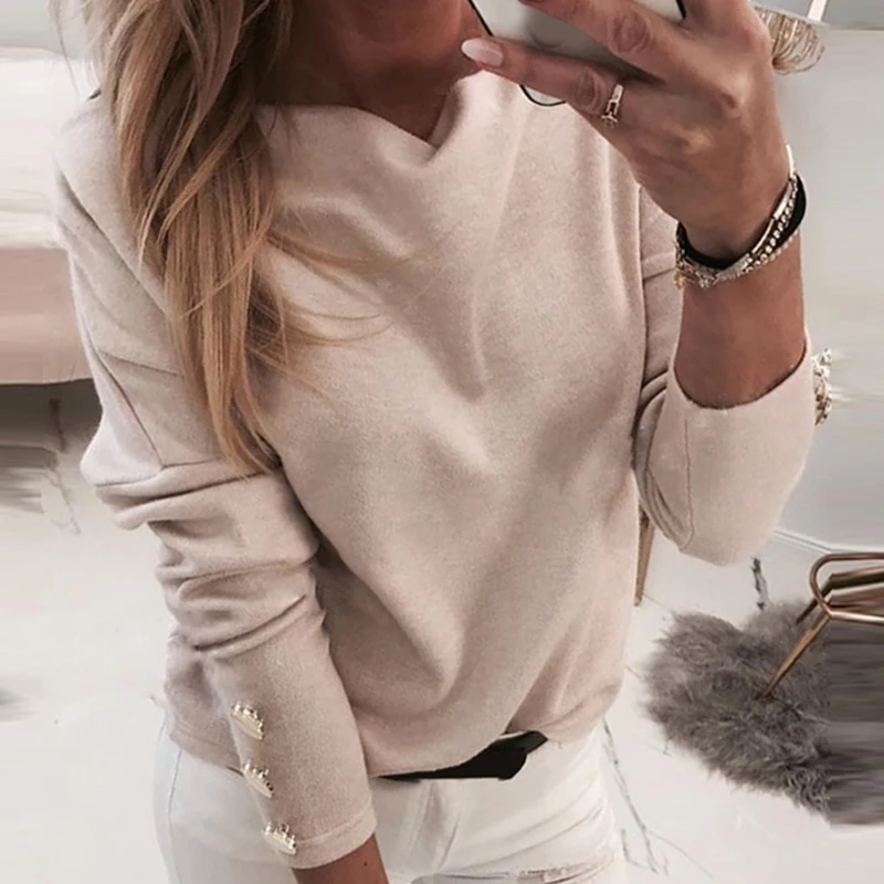 Light pink Fanbety женский сексуальный однотонный вязаный свитер с вырезом лодочкой, элегантный осенне-зимний пуловер на пуговицах с длинным рукавом и открытыми плечами, уличная одежда, топы - Цвет: Light pink