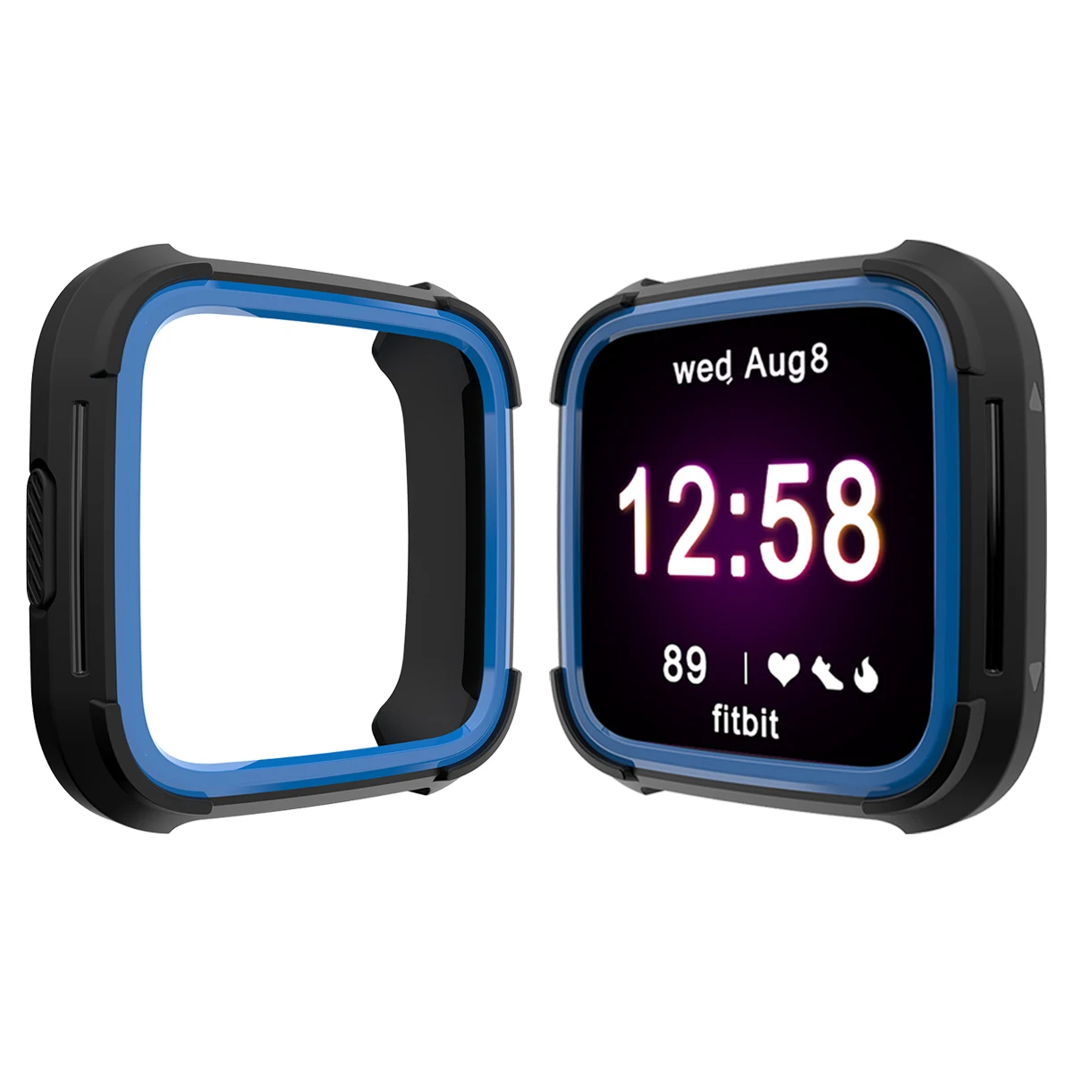 Black Blue Чехол для часов из ТПУ+ поликарбоната Чехол для Fitbit Versa/Lite аксессуары для часов защитный чехол Защита экрана для Fitbit Versa/Lite - Цвет: Black Blue