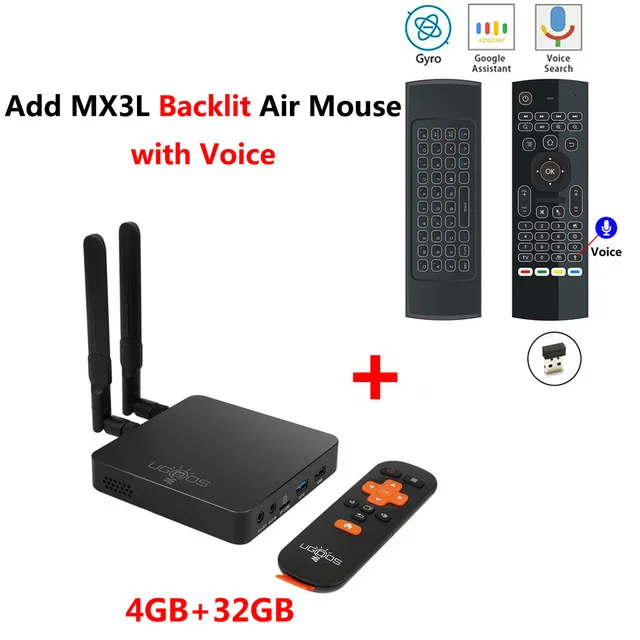 AM6 Pro Add MX3L Mic UGOOS AM6 Pro Android 9,0 Smart tv Box S922X DDR4 4 ГБ ОЗУ 32 Гб ПЗУ двойной WiFi 1000M LAN BT5.0 4K HD Домашний медиаплеер телеприставка - Цвет: AM6 Pro Add MX3L Mic
