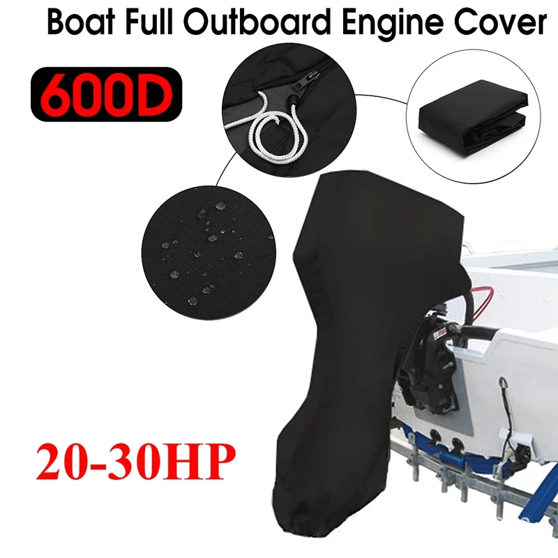 TeBaisea Outboard Motor Cover Full Outboard Motor Engine Cover Waterproof Boat Cover with 600D Heavy Duty Oxford Fabric Extra PVC Coating Fit for Motors