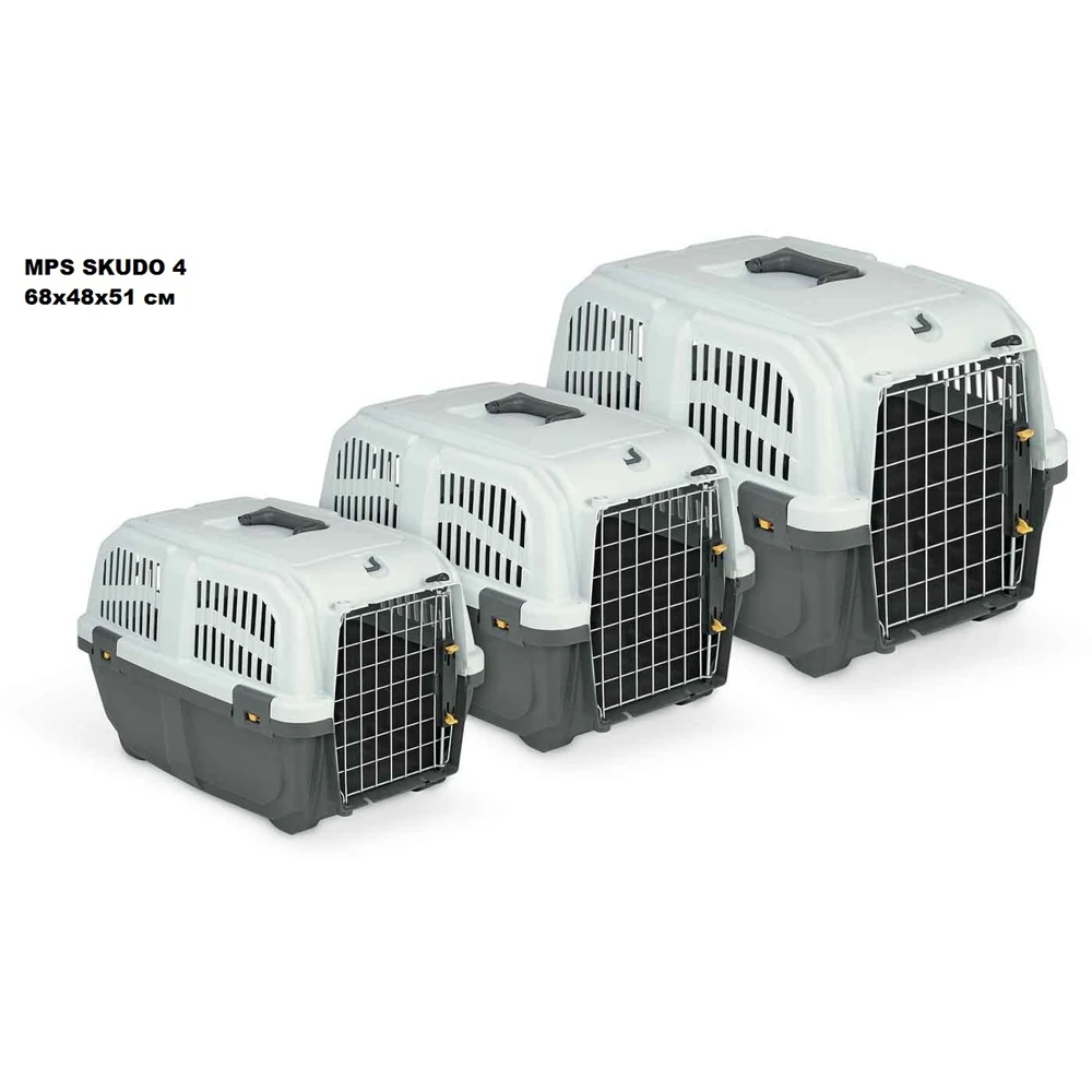 Переноска MPS SKUDO с металлической дверцей и замком, серая