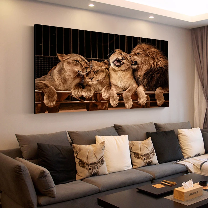 Tableau peinture sur toile Африканские животные Принт плакат со львом Холст Искусство Настенная картина для гостиной Современное украшение дома no f