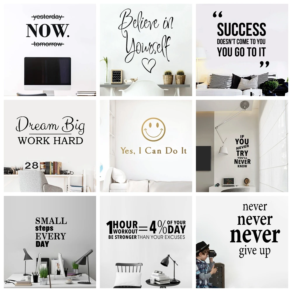 Frases motivadoras pegatinas de pared frases decoración del hogar para la  escuela empresa Oficina estudio Sala pegatinas de pared|Adhesivos para  pared| - AliExpress