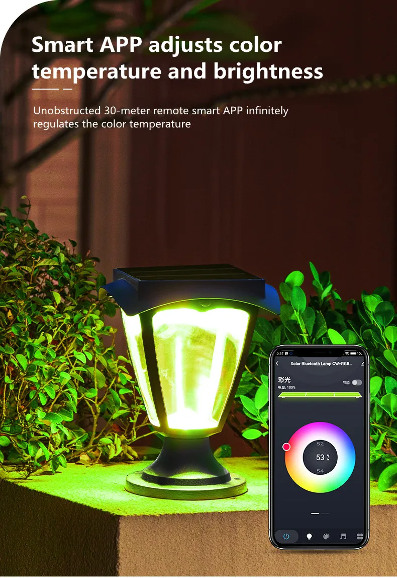 Tanie Inteligentna kontrola aplikacji lampa LED na energię słoneczną zewnętrzne lampy sklep