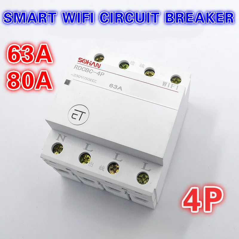 

Din Rail WIFI 4P Circuit Breaker Smart Timer Switch Relay Remote Control By EWeLink APP Smart Home Compatiable With Alexa Google