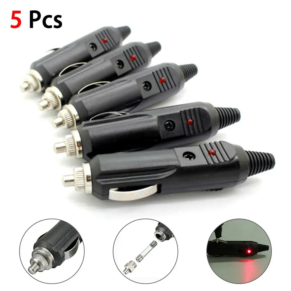 5PCS 12V High Power Männlichen Auto Zigarette Leichter Buchse Stecker  Stecker Mit LED Hohe Wärme Widerstand und Hohe temperatur Widerstand -  AliExpress