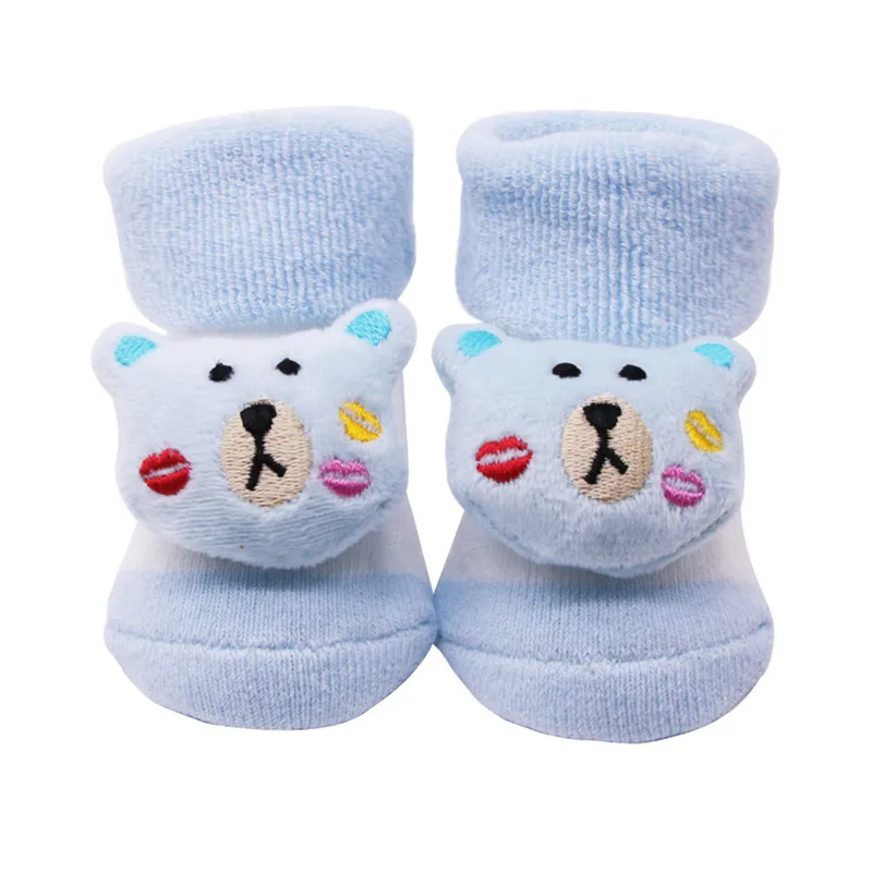 Sky Blue Модные носки для малышей хлопковые нескользящие носки для новорожденных мальчиков и девочек носки с колокольчиками - Цвет: Sky Blue