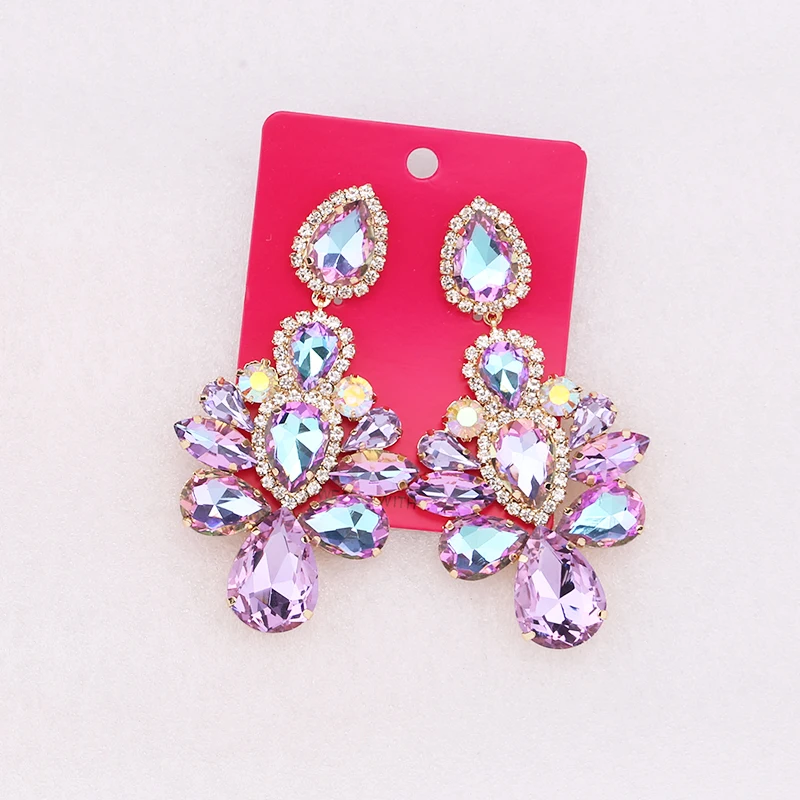 Aretes Design Big Colorful Crystal Drop Earrings High-Quality Fashion Rhinestones Jewelry Accessories For Women New