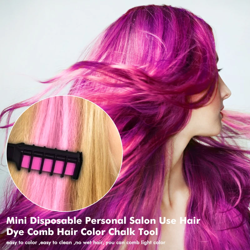 Временная раческа для окрашеных волос мини мелки 6 цветов для волос многоцветная краска окрашивающая расческа для волос уход за волосами Инструменты для укладки