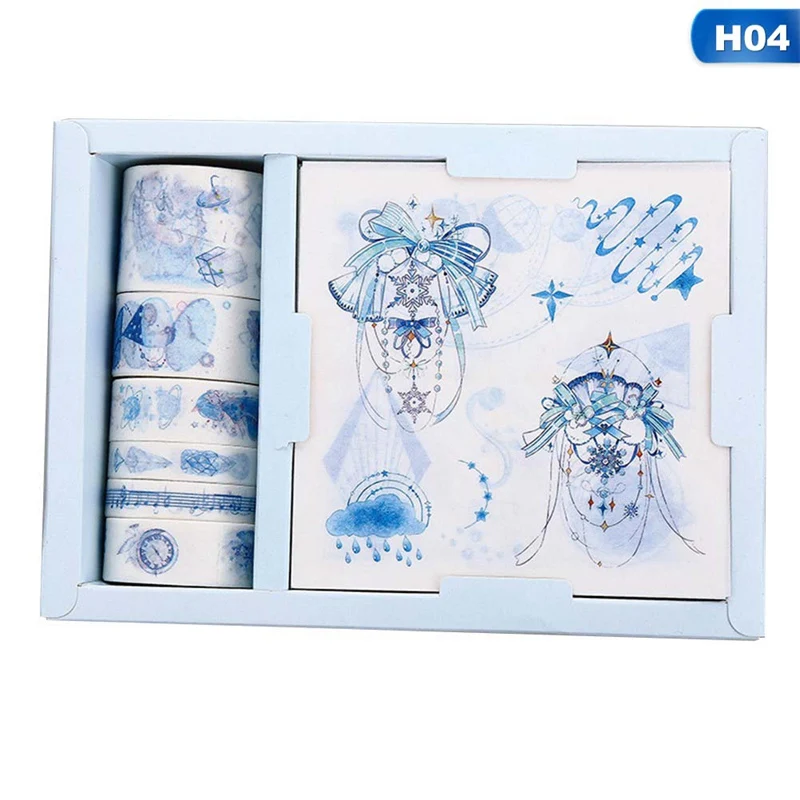 04 Подарочная наклейка на упаковке набор декоративного скотча Васи Kawaii синяя Звездная мечта милая девушка Фламинго наклейка сливовое дерево Скрапбукинг Маскировочные ленты - Цвет: 04