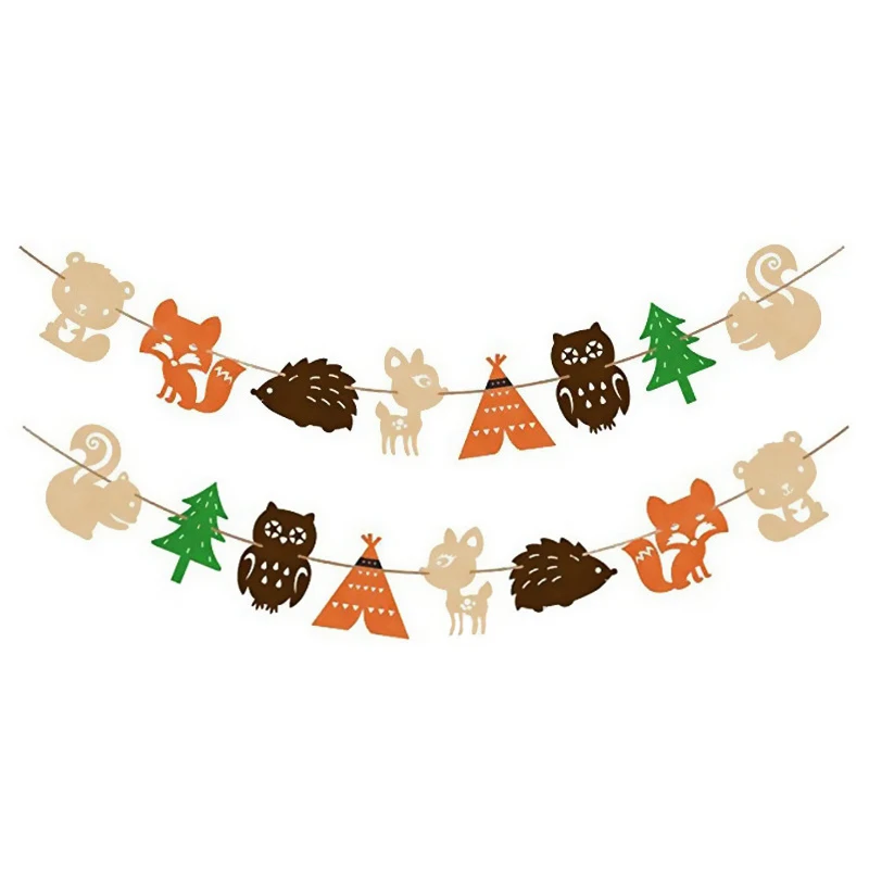 Лес мультфильм животное тематическая вечеринка на день рождения украшения набор животных день рождения баннер флаг воздушный шар материалы для украшения тортов