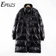 Зимняя куртка женская черная Толстая длинная парка пальто женское модное повседневное пальто на молнии с капюшоном корейское зимнее пальто