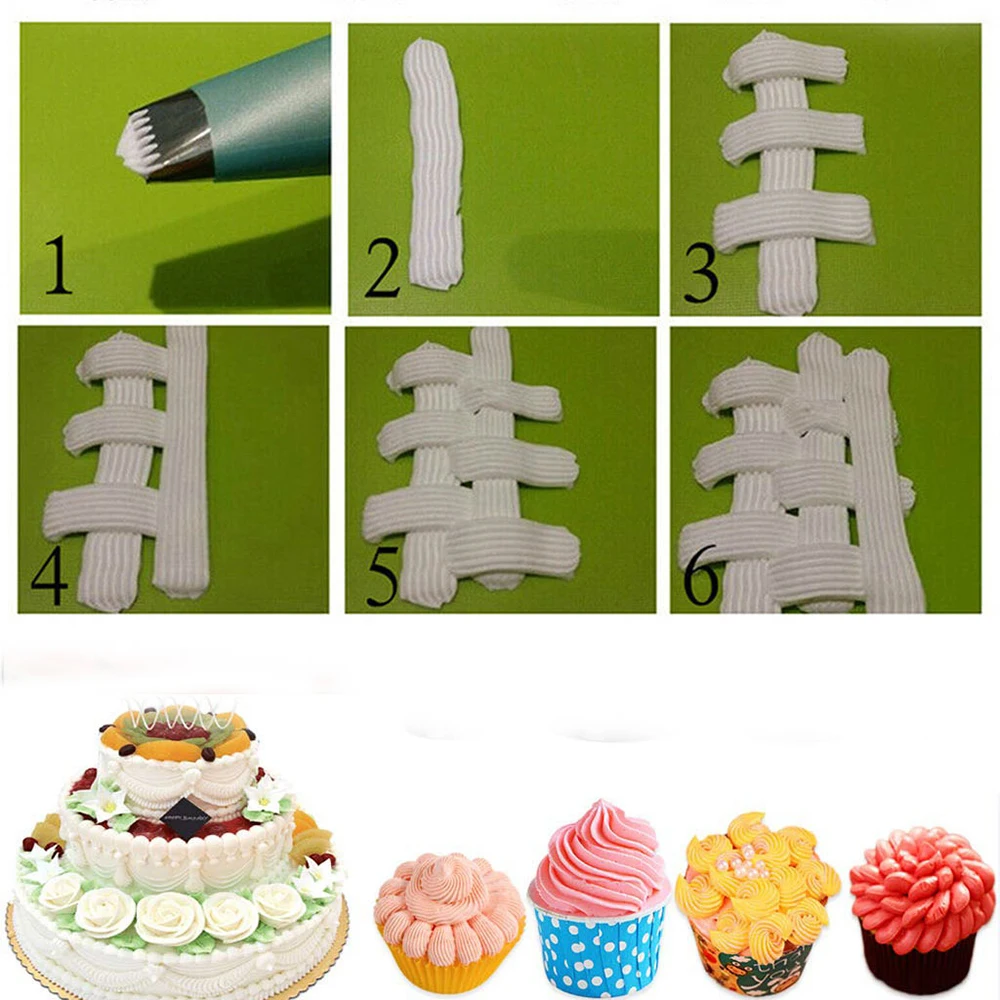 Useful 5pcs Tulip Piping Nozzles Stainless Steel Flower Icing Cream Icing Pastry Tips Nozzles Cupcake Cake Decorating Tools Bags