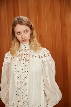 

YAMDI midi dress luxury dresses women spring summer long sleeve vintage elegant 2020 runway boho a-line party embroidery lace