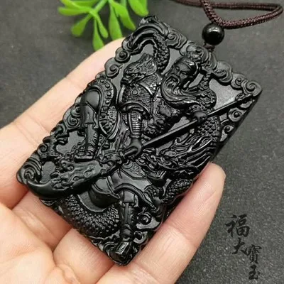 Натуральный обсидиан(Guan Gong) тонкая вешалка для ожерелья