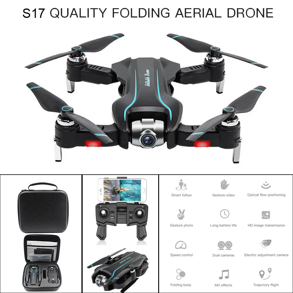 S17W 2,4 Ghz 1080P wifi оптический поток двойной регулируемый угол Cam RC Квадрокоптер Дрон складной новые игрушки для детей мальчик день рождения# g4
