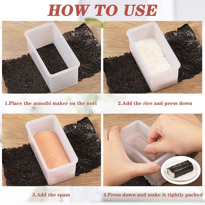 4 Pieces Musubi Maker Press Molds Non-Stick Spam Musubi Maker Non-Toxic Sushi Making Kit Hawaiian Spam