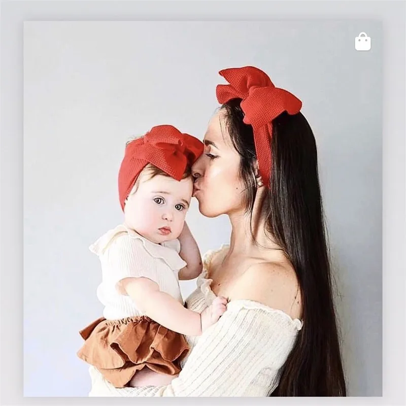 Mother And Baby Headband Baby Girls Big Bow Headband Stretch Turban Knot Head Wraps Mom & Hair Accessories 2pcs/set hair accessories hair bands hair headband accessories baby headband set