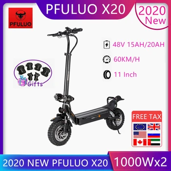 شراء 2020 جديد PFULUO X20 سكوتر كهربائي 48 فولت 2000 واط المزدوج موتور عجلة شاشة الكريستال السائل الذكية 11 بوصة على الطرق الوعرة سكيت