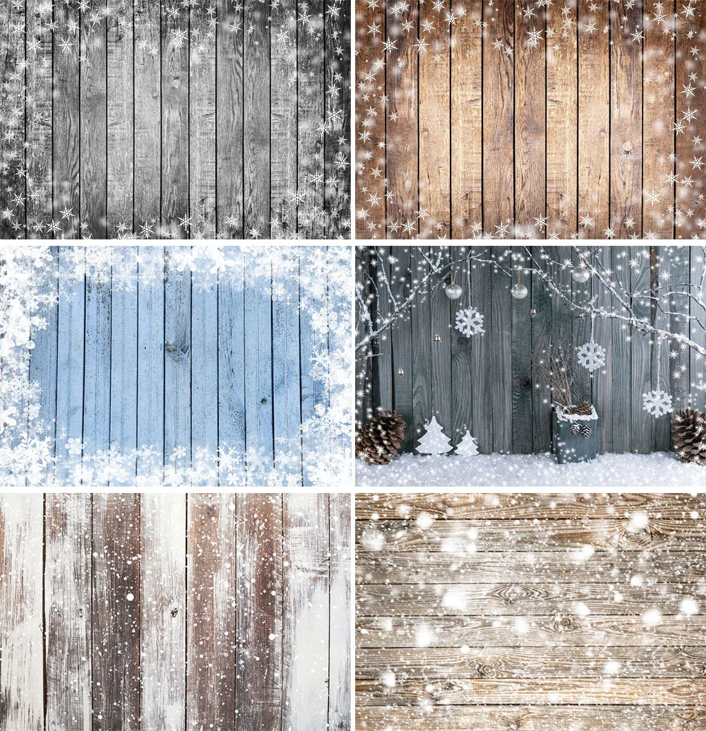 

Christmas Backdrop Wood Board Light Winter Snow Gift Stars Bell Vinyl Photography Background Photo Studio Photophone
