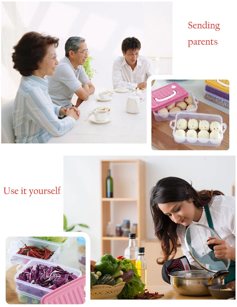 Refrigerator Storage Box Japanese Three-Layer Portable Microwave Oven Anti-String Flavor Lunch Box Food Dry Goods Storage Box