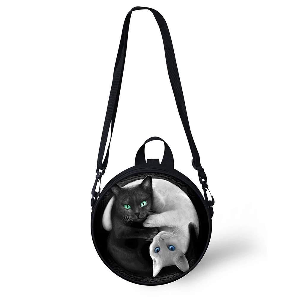 Готическая круглая сумка на плечо для девочек, женская, детская, дизайнерская, колдовская, черная кошка, круговая, сумка через плечо, женская сумка, рюкзак - Цвет: CDGX1405I