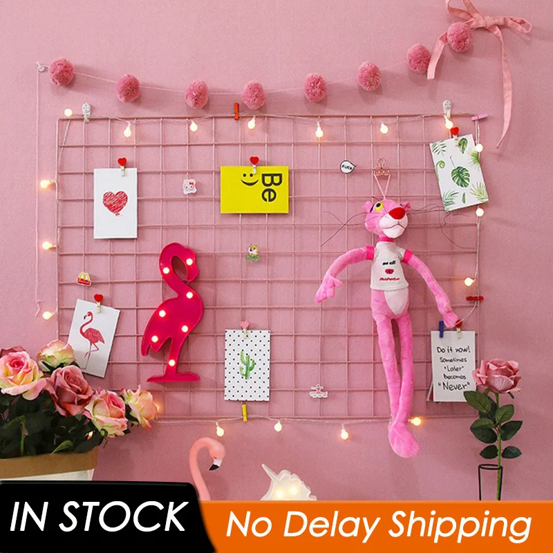 Металлическая сетчатая многофункциональная настенная стойка для фотографий сделай сам|Декоративные полки|