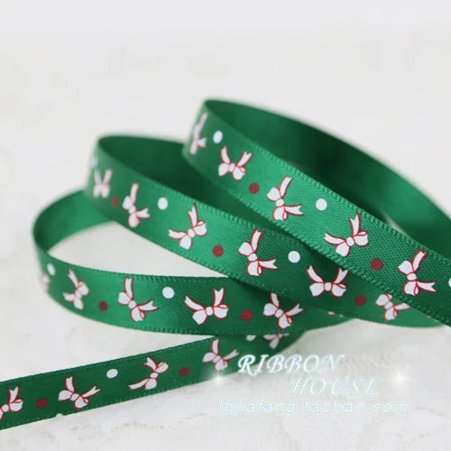Green butterfly 2 м/лот) 3/8 ''(10 мм) белый, зеленый, красный 20 стилей печати корсажные атласные ленты рождественские украшения - Цвет: Green butterfly