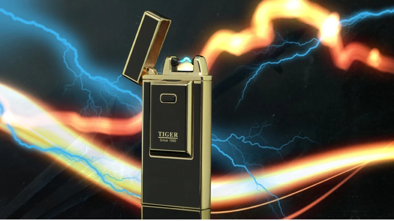 Tiger Зажигалка плазменная ветрозащитная металлическая импульсная зарядка usb Зажигалка Электронная зажигалка гаджеты для мужчин подарок для курения