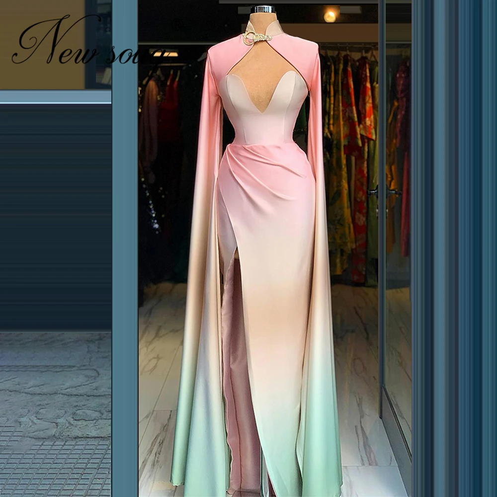 Robe De Soiree Dubai Long Evening Dresses With jacket 2020 Pink Satin Formal Gown Kaftans Turkish Prom Dress Party Arabic Custom | Свадьбы и