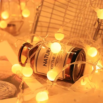 

1m 3m 6m Led String Lights with Ball Wedding Holiday Decoration Lamp Festival Christmas Fairy Lights Outdoor Lighting Garland