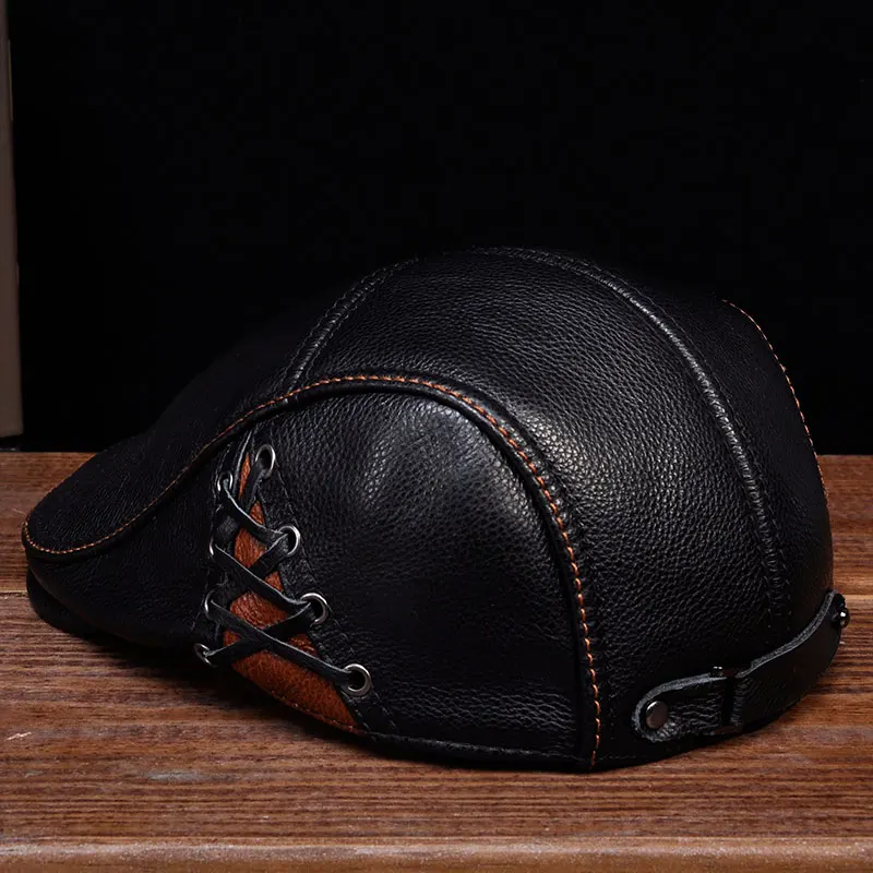 HL111 стиль бейсбол из натуральной кожи gatsby ascot шапки newsboy шапки-береты Весенняя мужская шляпа из натуральной коровьей кожи
