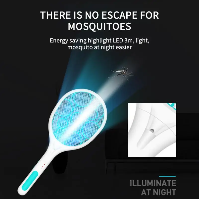 2-in-1 Electric Fly Swatter Rechargeable Mosquito Killing Lamp Bug Zappers Anti-insect Killer Outdoor Pest Control Products