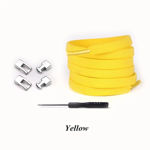 Elastic Cross buckle ShoeLaces New 1 Second Quick No Tie Shoe laces Kids Adult Unisex Sneakers Shoelace Lazy Laces Strings YELLOW