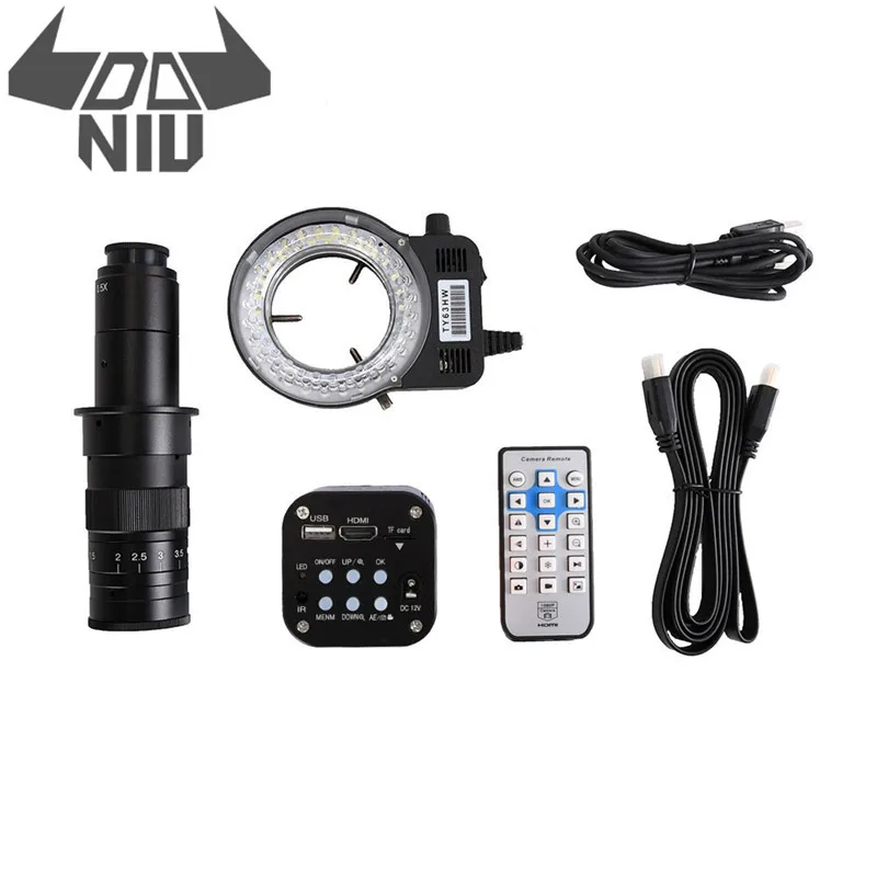 DANIU FHD 16MP 4K USB промышленный электронный цифровой видео микроскоп камера 130X 180X 300X C крепление объектива для телефона PCB пайки