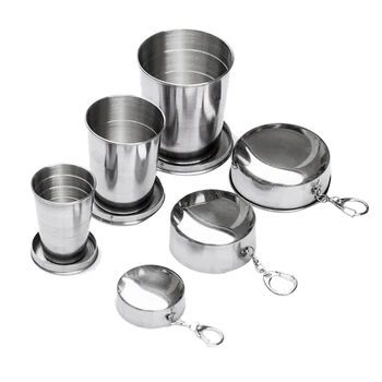 

3Pack Collapsible Cup, Portable Reusable Stainless Steel Travel Cup with Lids, Expandable Folding Camping Cup Set-Coffee, Water,