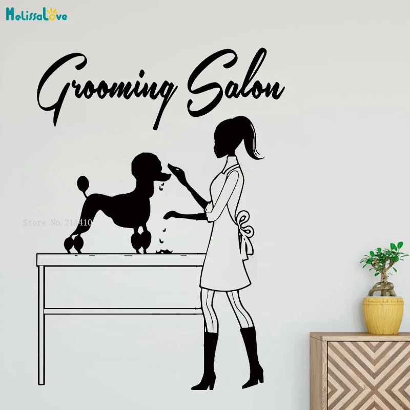 Dog Grooming Salon Wall Sticker Decals Pet Shop Art Decoration Door