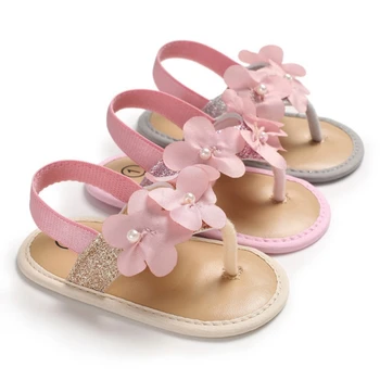 

Baby Girls Pink Flower Sandal Summer Cute Floral Princess Style Breathable Non-slip Soft Bottom Cack Shoes