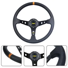 14 дюймов 350 мм OMP из искусственной кожи гоночный автомобиль Руль алюминиевый сплав глубокий кукурузный блюдо Спорт дрейфующий руль универсальный