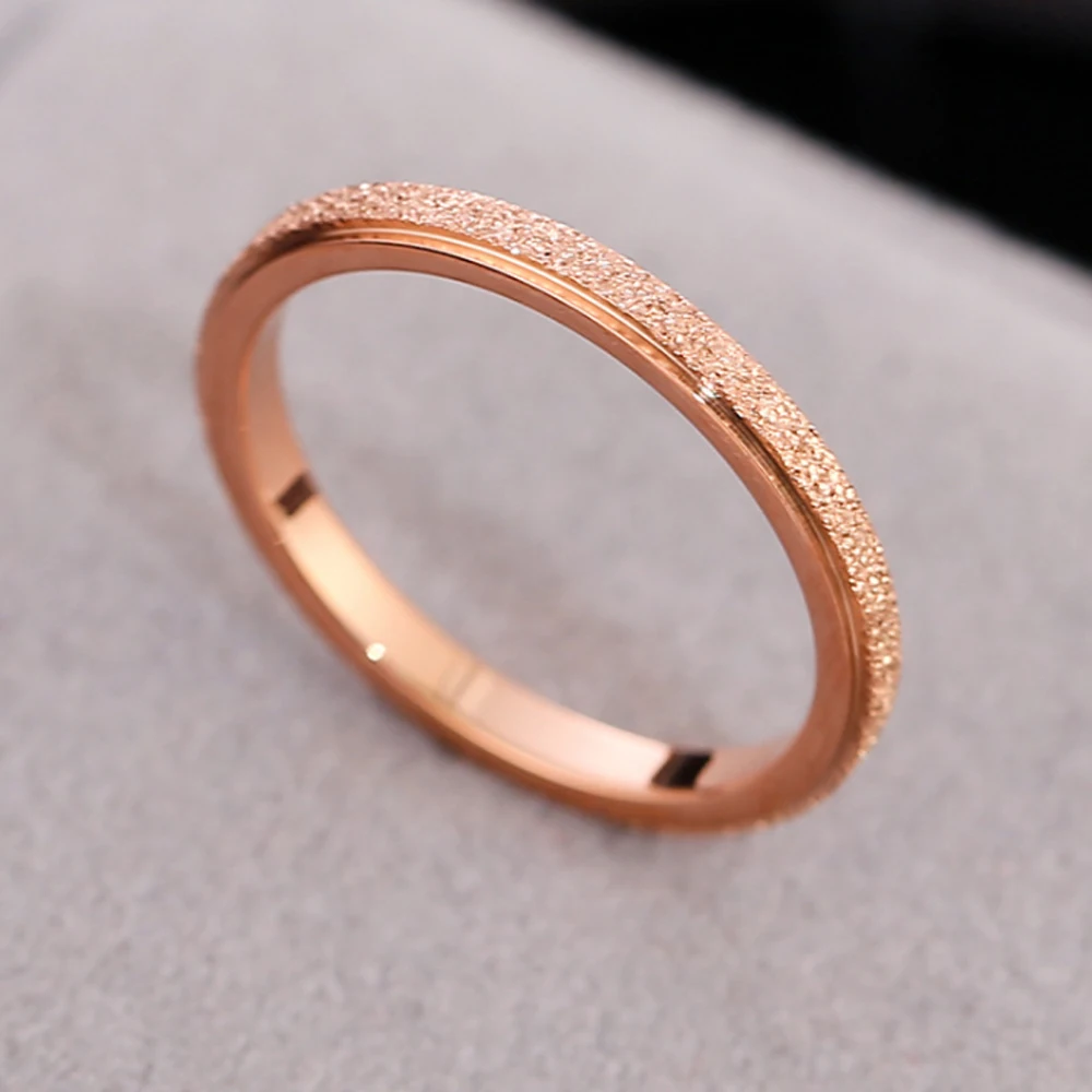 Ins High-Quality Scrub Stainless Steel Rings For Women 2 MM Width Finger Rings Gift Girl Fashion Jewelry Goth