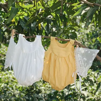 

2020 Korea Style Baby Girls Romper Summer Toddler Kids Jumpsuit With Hat 0-2Years