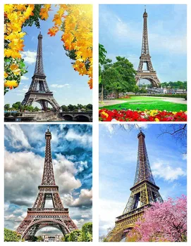 

5D DIY Diamond Painting Iron tower Full Drill Round Diamond Embroidery Diamond Picture Round drill Home Decoration