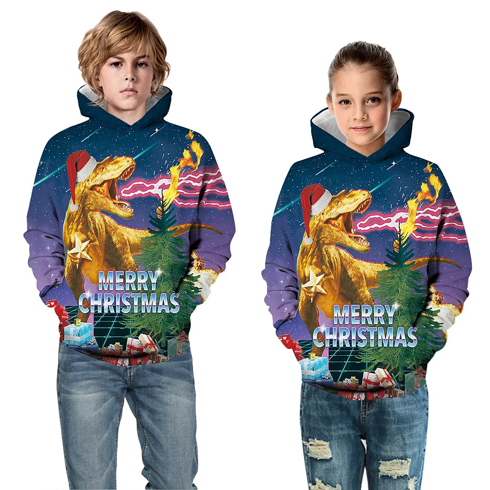 Sudadera Dinosaurio/худи с 3D рисунком детский рождественский джемпер для маленьких мальчиков и девочек, одежда для малышей roupa infantil Menino, свитер