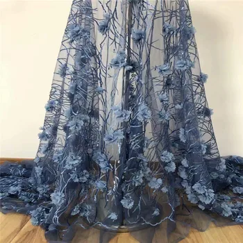 

New Design French Tulle Lace Fabric 2019 High Quality 3D Applique Flower With Sequin African Nigerian Tulle Lace Fabric jy82-319