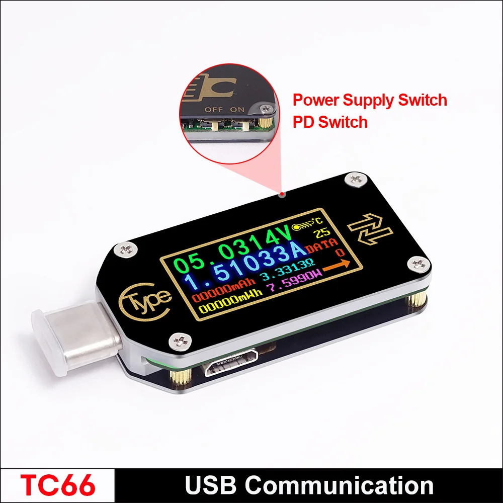 TC66 TC66/TC66C тип-c PD USB-C Вольтметр Амперметр Напряжение 2 способ измеритель тока мультиметр PD зарядное устройство батарея USB Тестер - Цвет: TC66