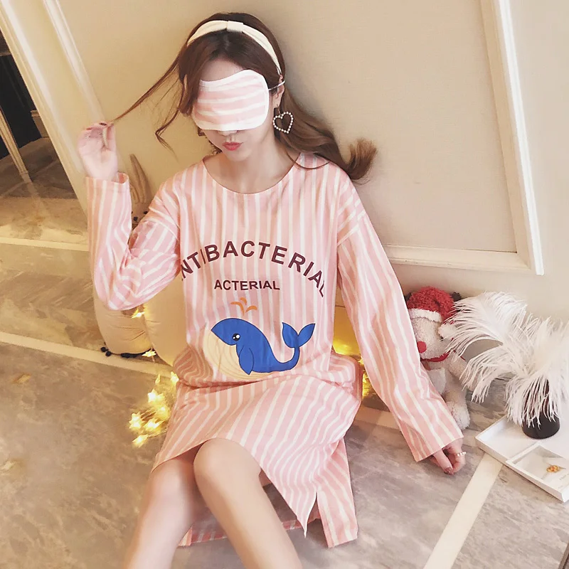 Good Quality Autumn Winter Warm Full Cotton Nightgown Home Wear Lovely Nightgowns for Women Loose Girl Sleepwear Nightgown