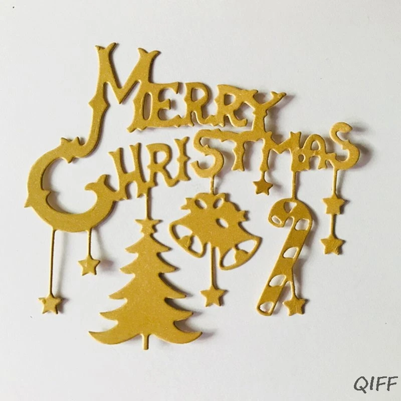 Merry Christmas кулон металлический вырубной штамп Трафаретный Скрапбукинг DIY штамп для альбомов