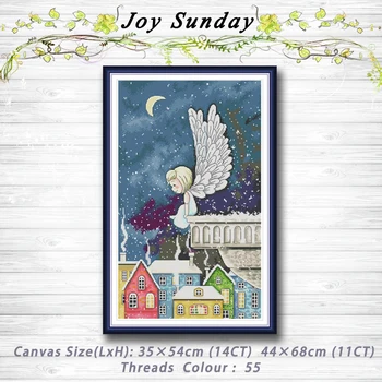 

Night snow angel girl decor Patterns 14CT 11CT Counted Cross Stitch Sets embroidery sets Needlework kits Home decor
