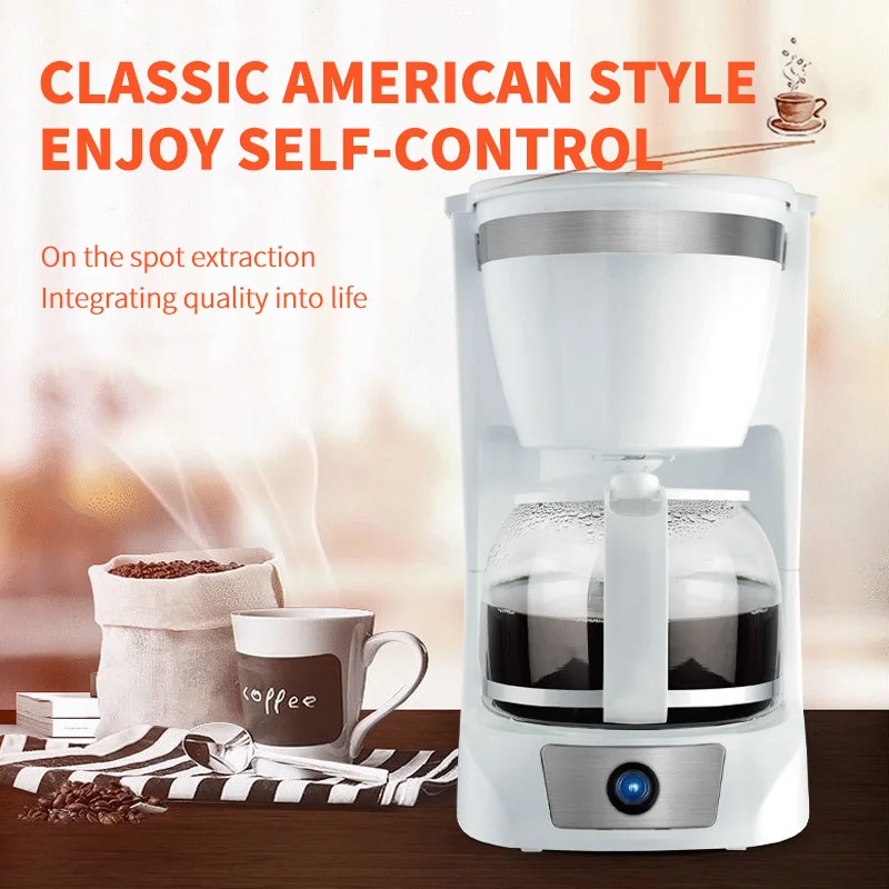 Electric Drip Coffee Maker for Household Coffee Machine 12 Cup Tea Automatic American Drip Espresso Coffee Pot Milk KF15